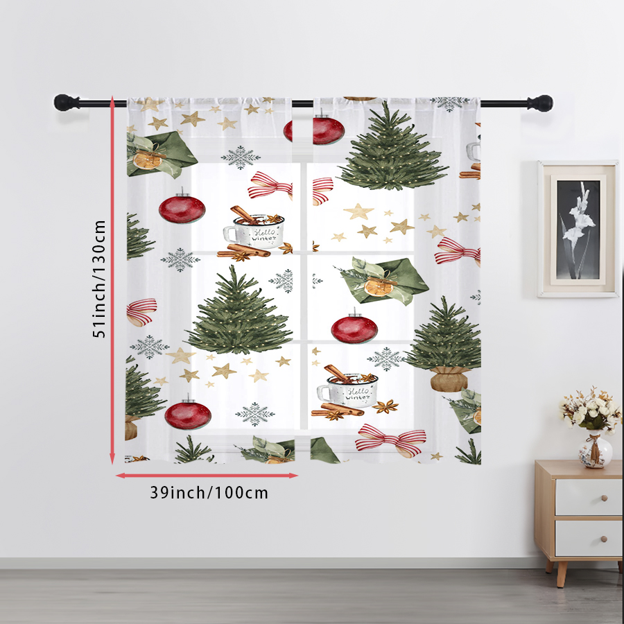 2PCS Christmas Winter Sheer Cu - đánh giá và giá Curtain Rods