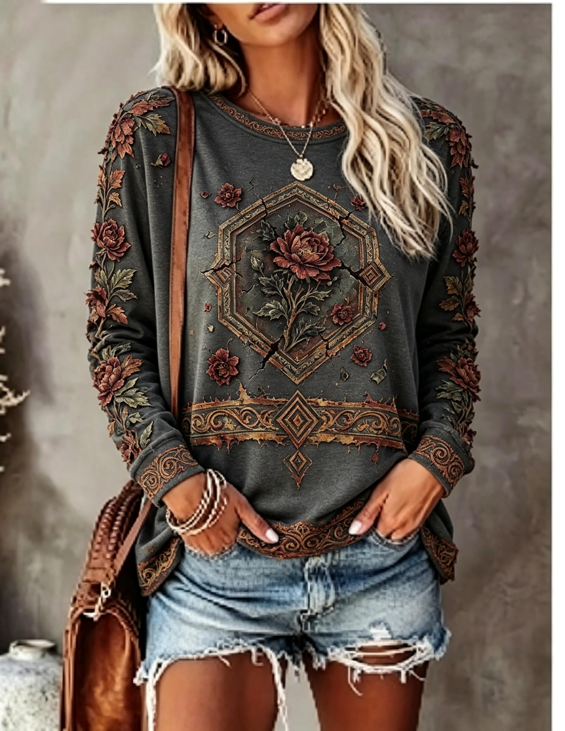 Women Crew Neck Long Sleeve T‑ - đánh giá và giá Wallpaper