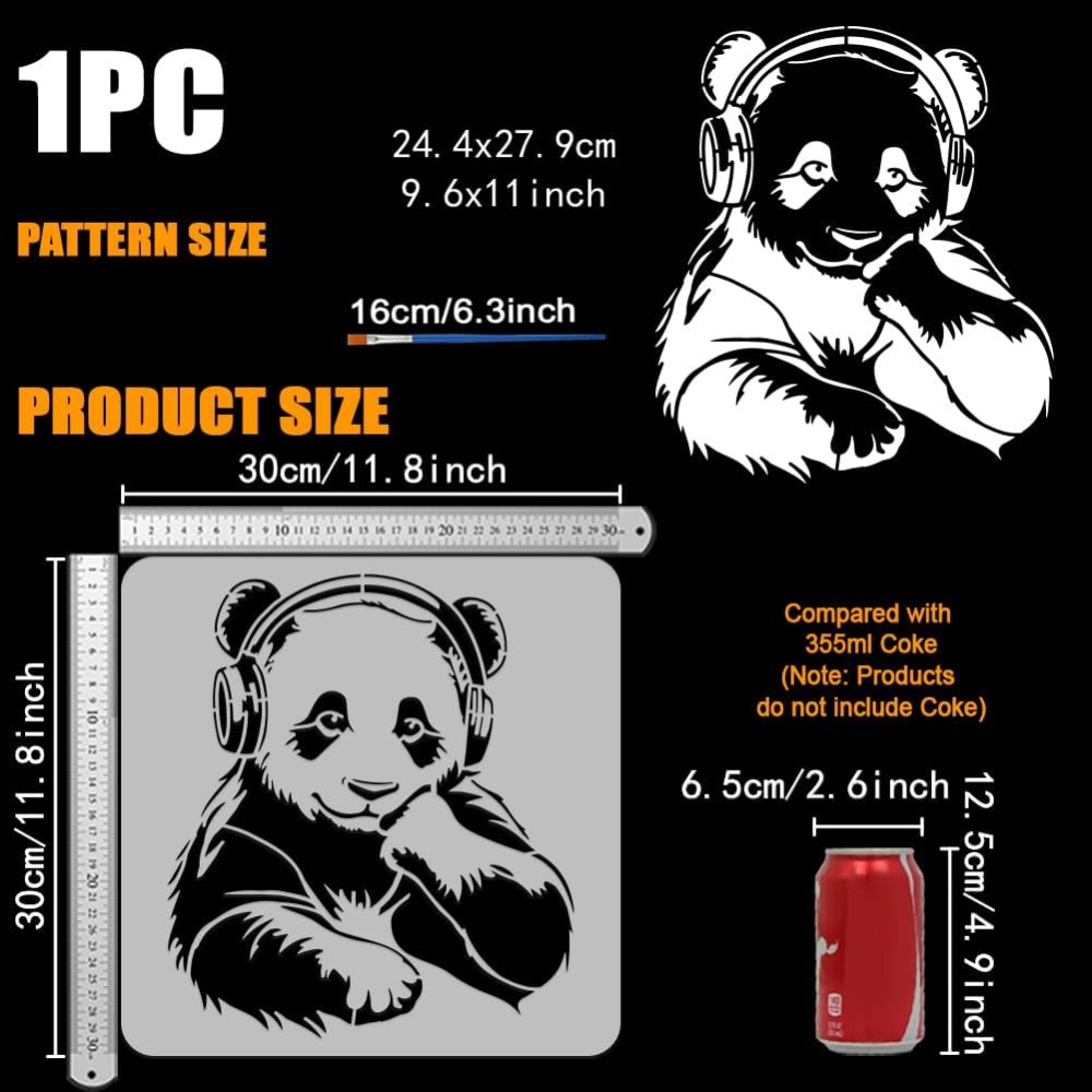 Panda Stencil with a Paint Bru - đánh giá và giá Paint Brush