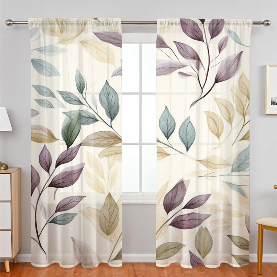 2PCS Sheer Curtains, Purple Bl - đánh giá và giá Curtain Rods