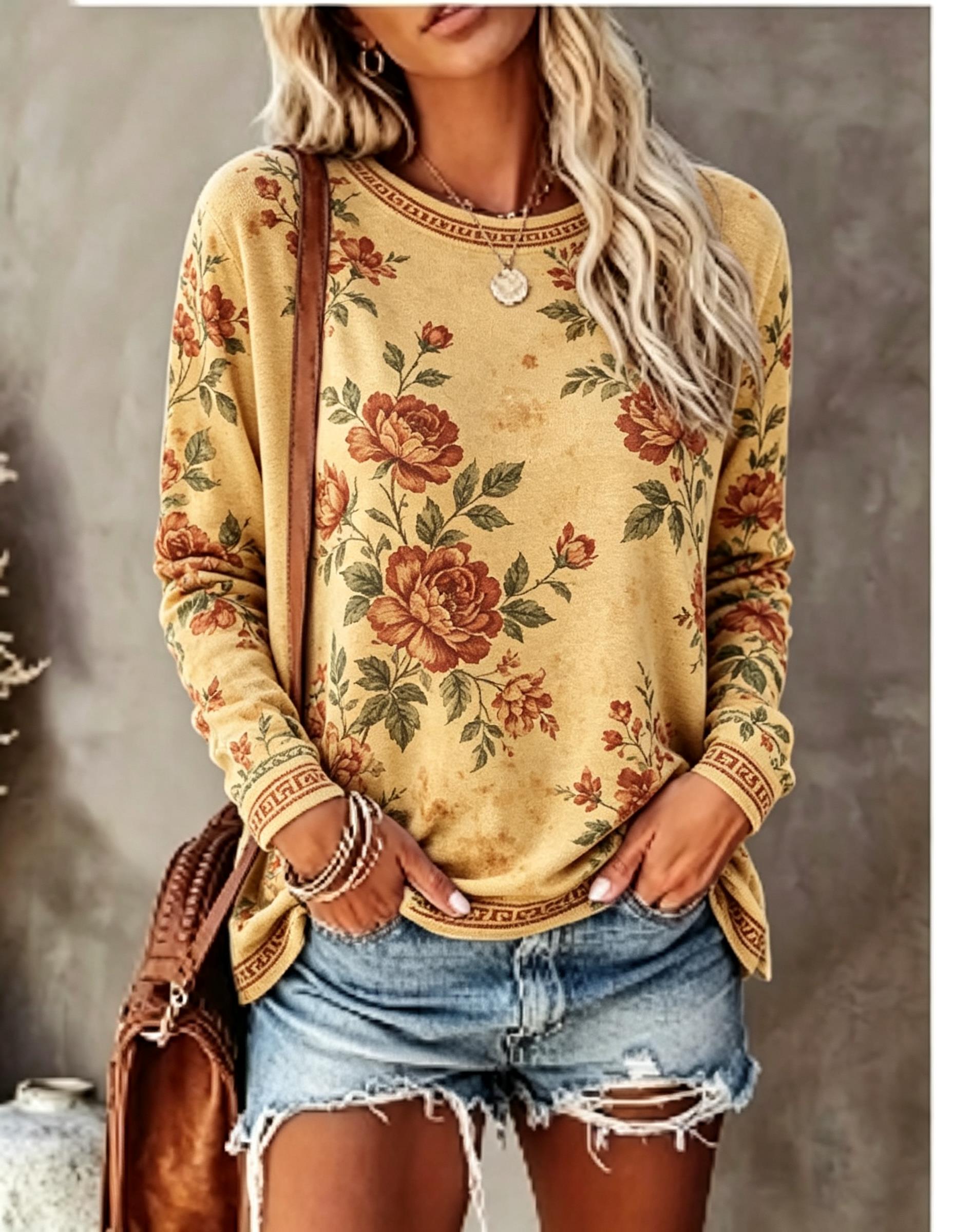 Women Crew Neck Long Sleeve T‑ - đánh giá và giá Wallpaper
