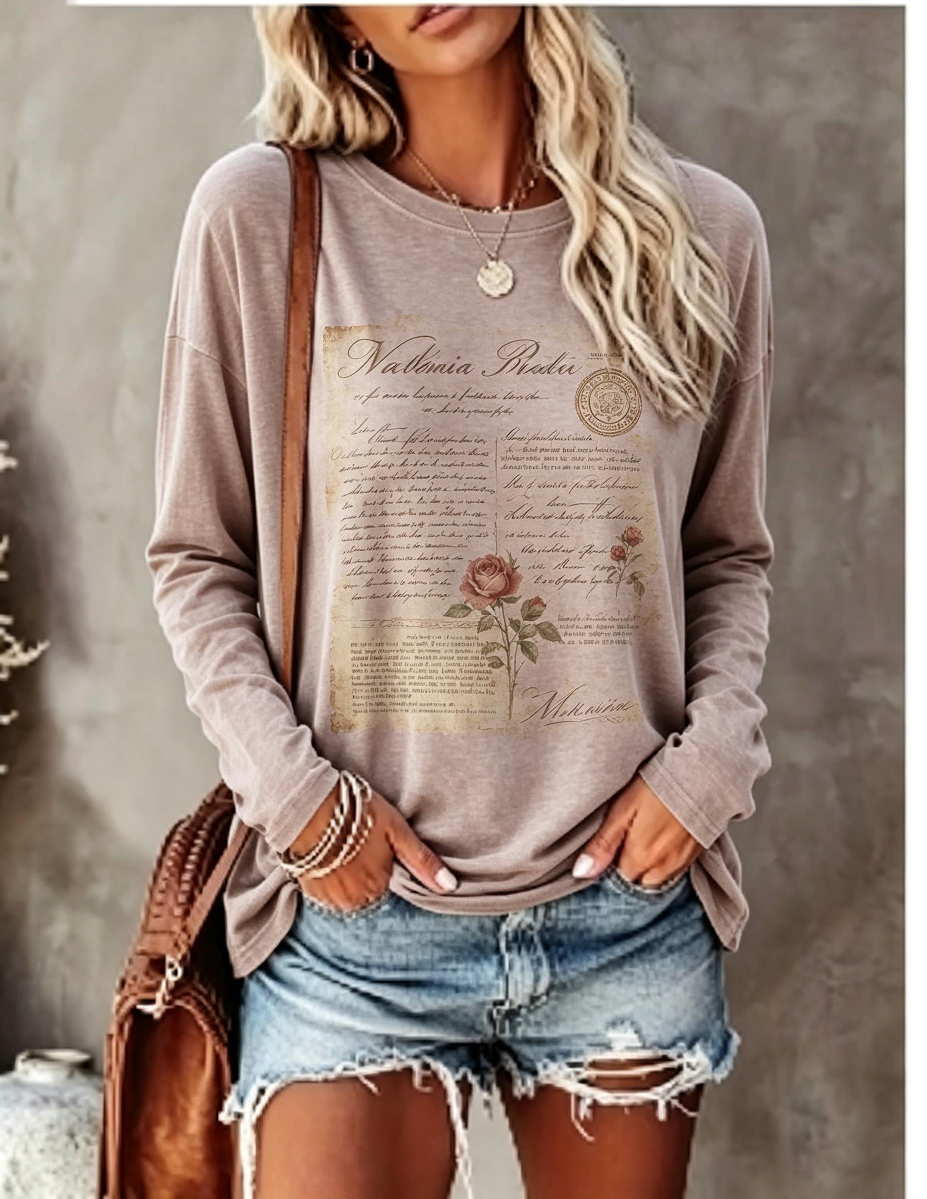Women Long Sleeve T Shirt Vint - đánh giá và giá Wallpaper